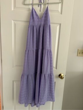 Aqua Lavender Tiered Maxi Dress with V-Neck